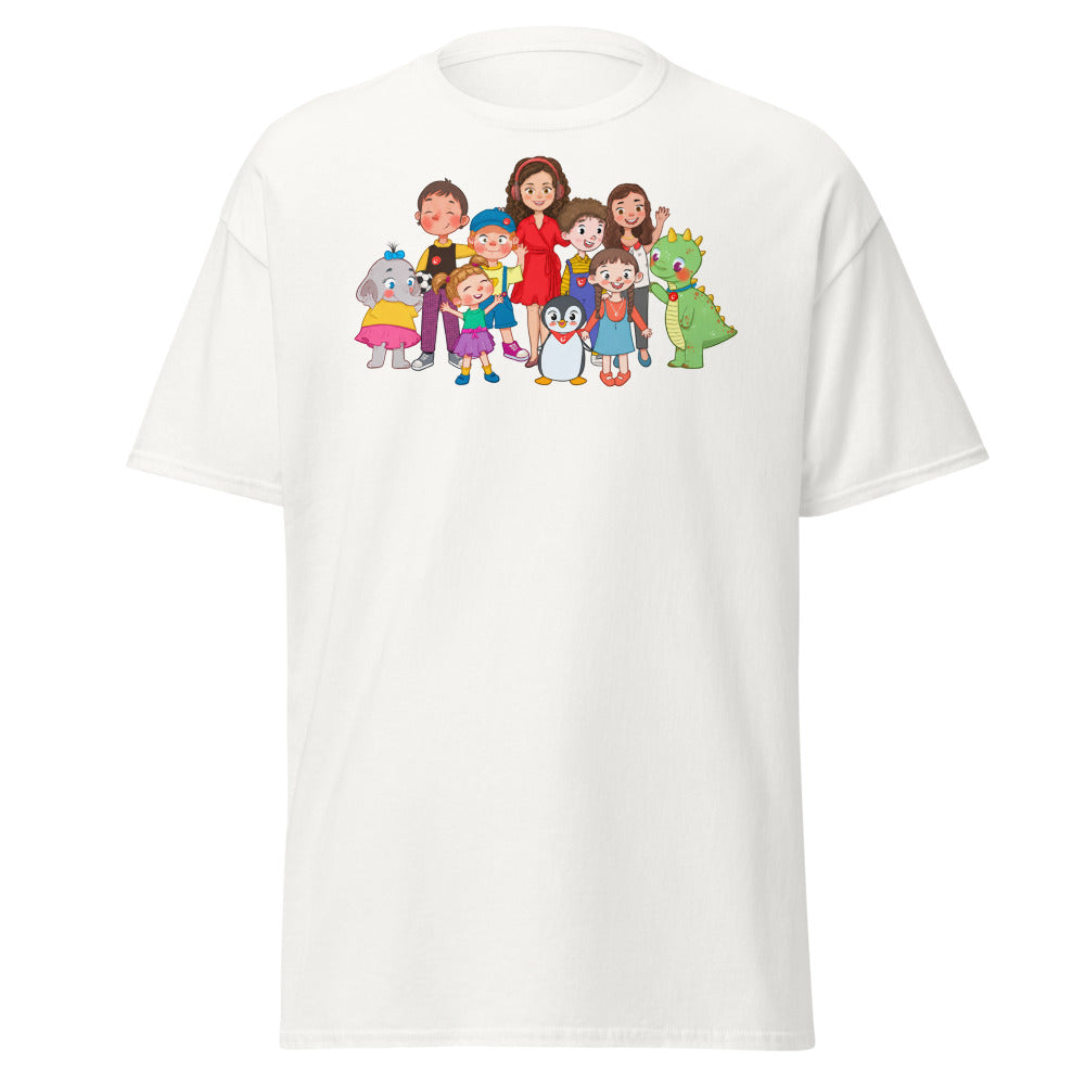 All the Characters Together Unisex Classic T-Shirt, Roots & Talks - White