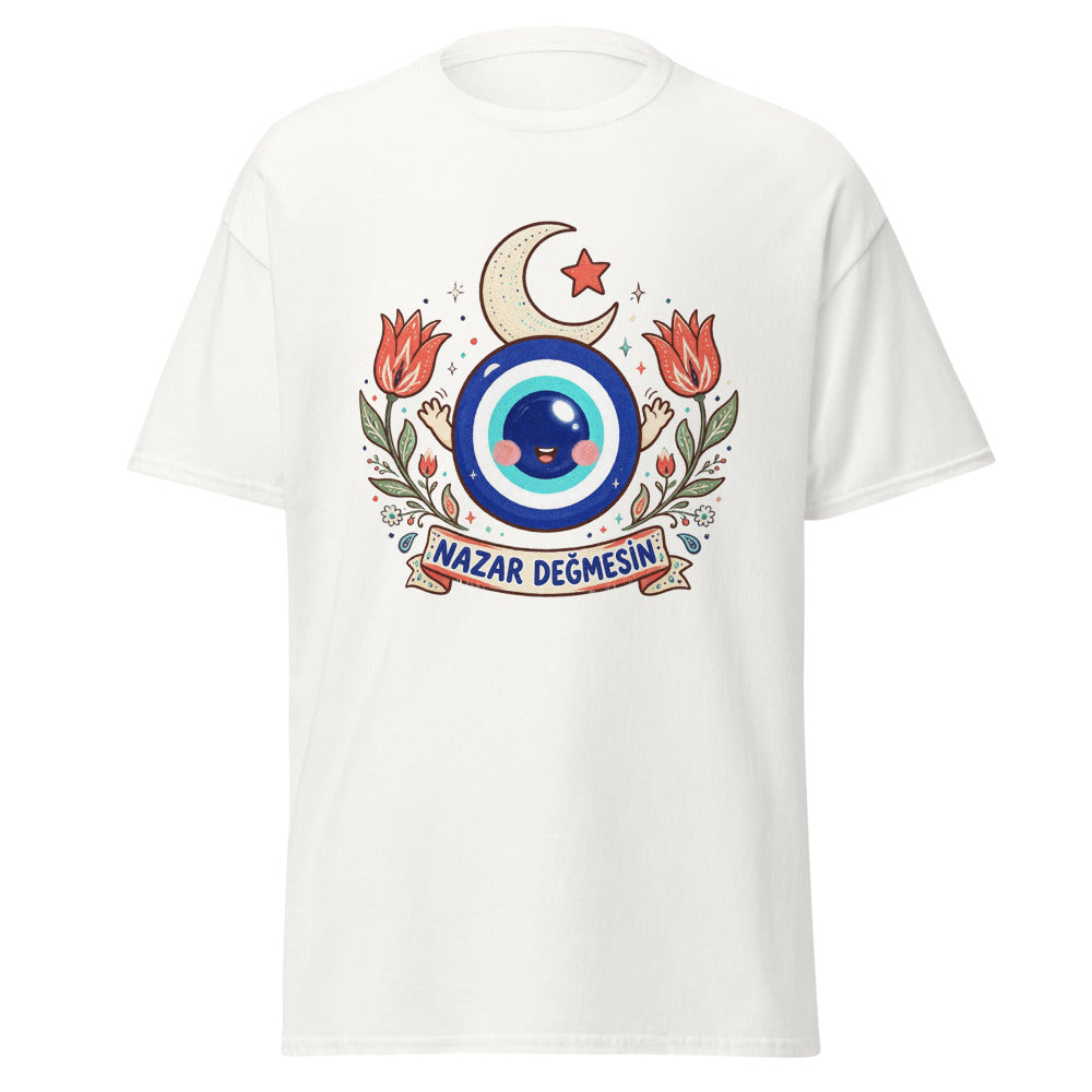 Nazar Değmesin Unisex Classic T-Shirt, Roots & Talks - White
