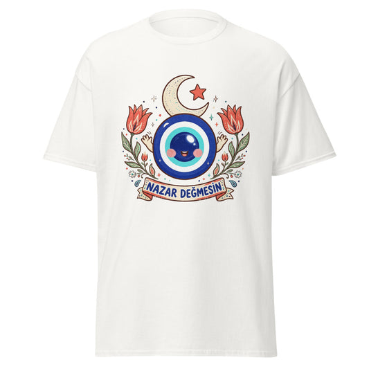 Nazar Değmesin Unisex Classic T-Shirt, Roots & Talks - White