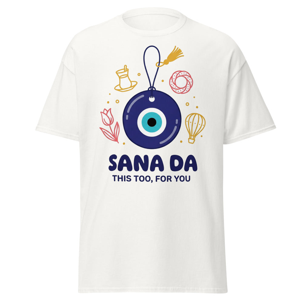 Sana Da Unisex Classic T-Shirt, Roots & Talks - White