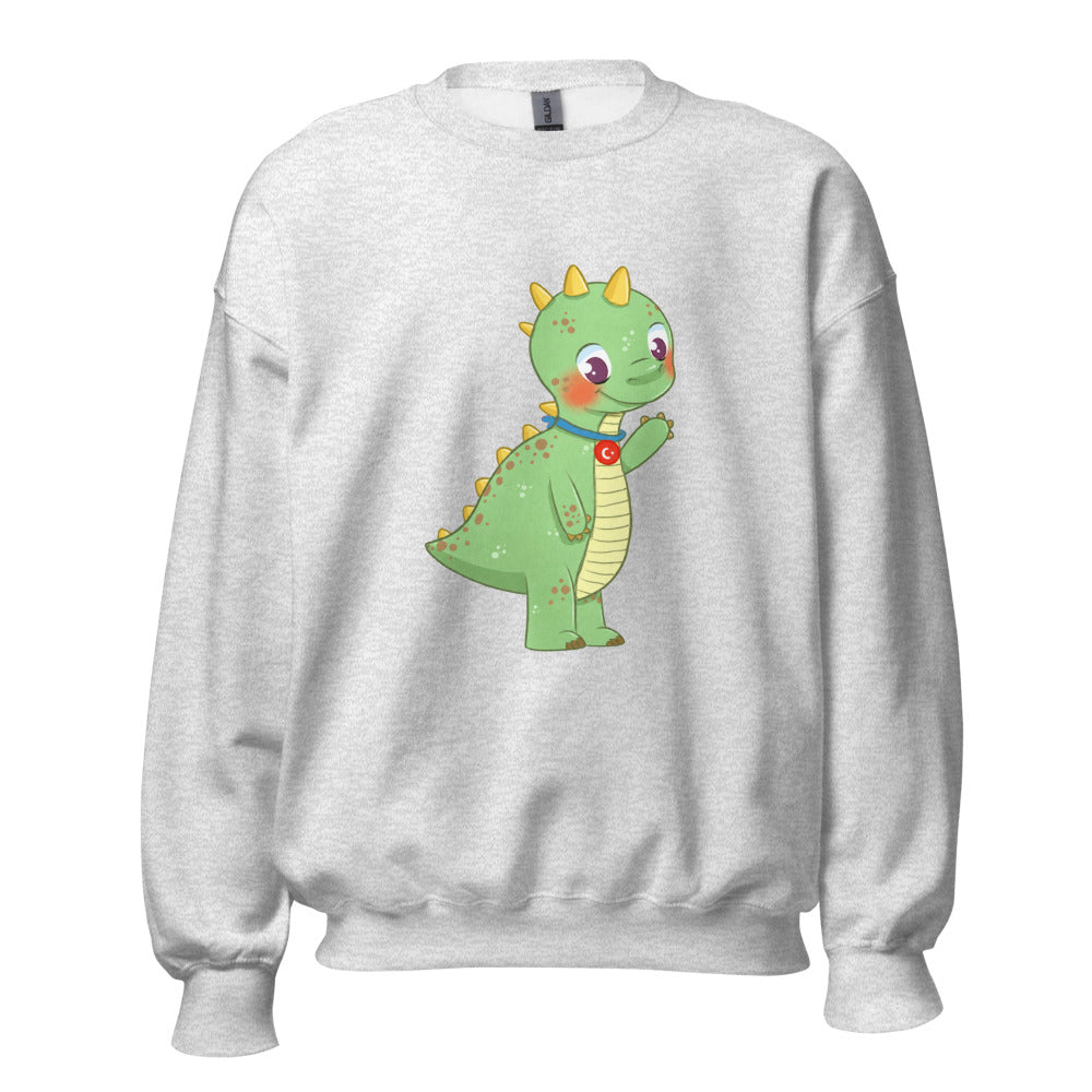 Dino Dinosaur Unisex Crewneck Sweatshirt, Roots & Talks - Ash