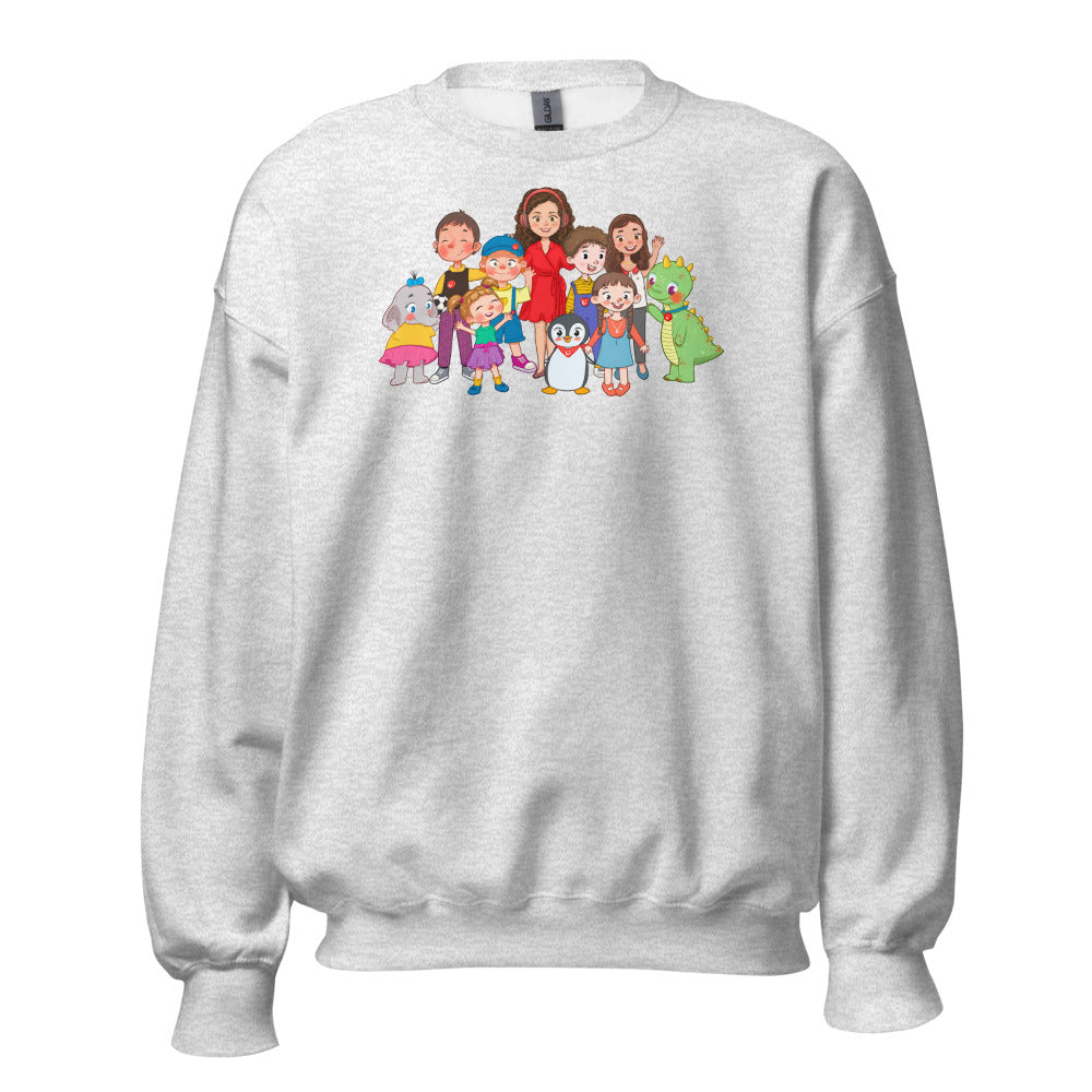 All the Characters Together Unisex Crewneck Sweatshirt, Roots & Talks - Ash