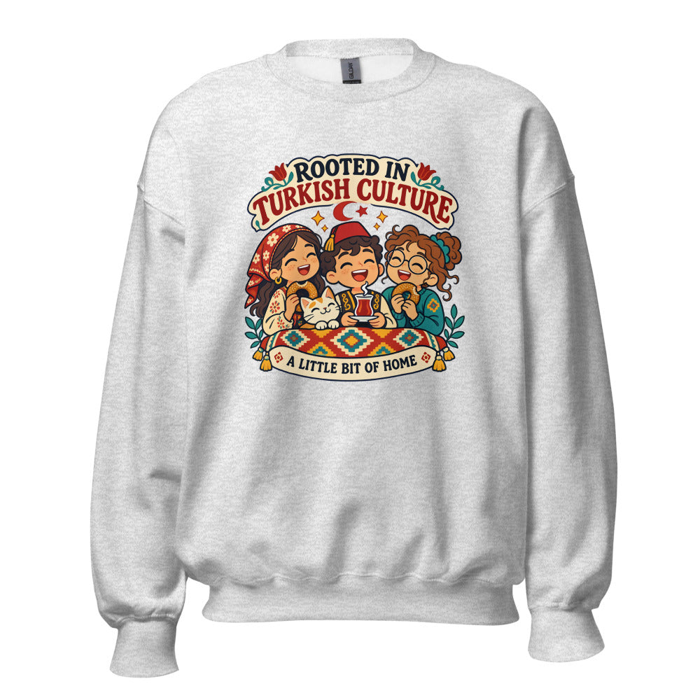 Rooted in Turkish Culture Unisex Crewneck Sweatshirt, Roots & Talks - Ash