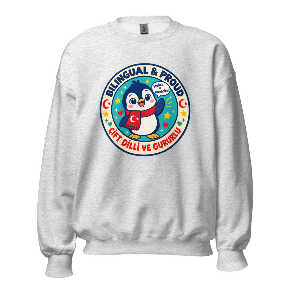 Bilingual & Proud Unisex Crewneck Sweatshirt, Roots & Talks - Ash