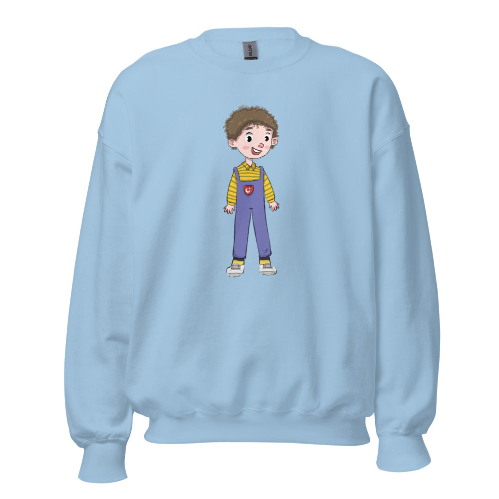 Ahmet Character Unisex Crewneck Sweatshirt, Roots & Talks - Light Blue
