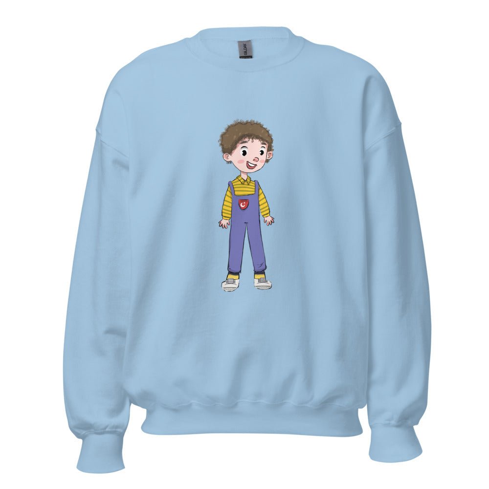 Ahmet Character Unisex Crewneck Sweatshirt, Roots & Talks - Light Blue