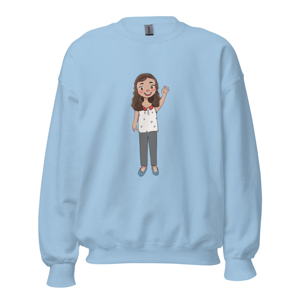 Defne Character Unisex Crewneck Sweatshirt, Roots & Talks - Light Blue