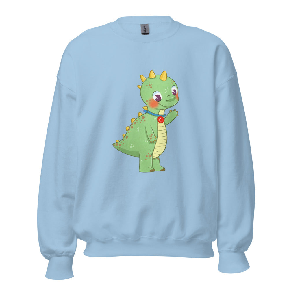 Dino Dinosaur Unisex Crewneck Sweatshirt, Roots & Talks - Light Blue