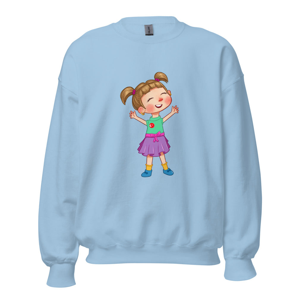 Ela Character Unisex Crewneck Sweatshirt, Roots & Talks - Light Blue