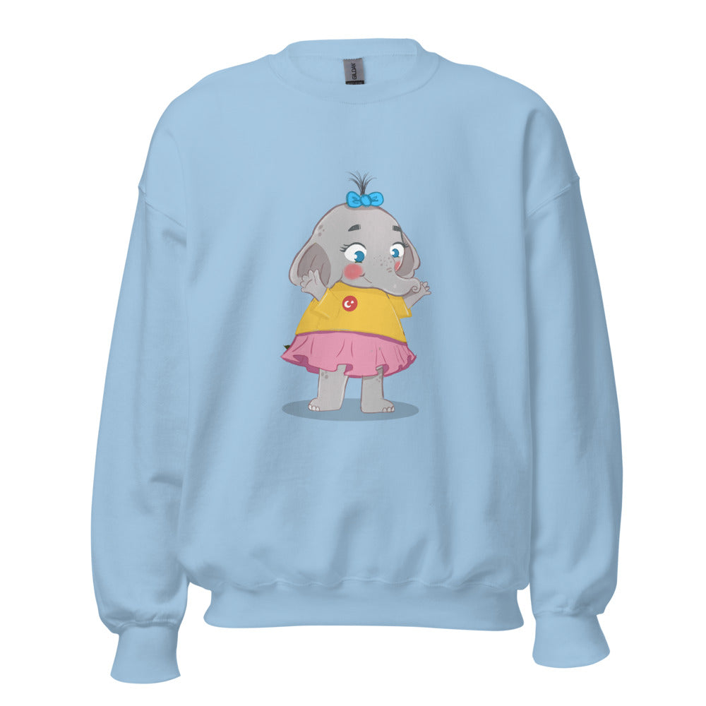 Filiz Elephant Unisex Crewneck Sweatshirt, Roots & Talks - Light Blue