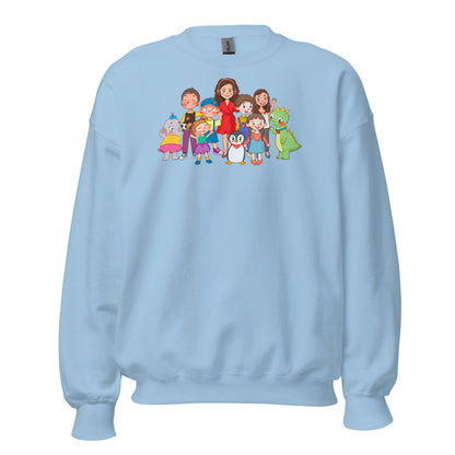 All the Characters Together Unisex Crewneck Sweatshirt, Roots & Talks - Light Blue