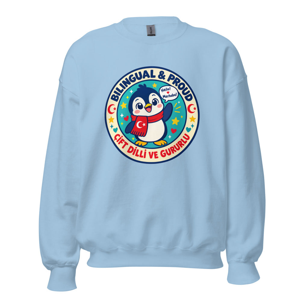 Bilingual & Proud Unisex Crewneck Sweatshirt, Roots & Talks - Light Blue