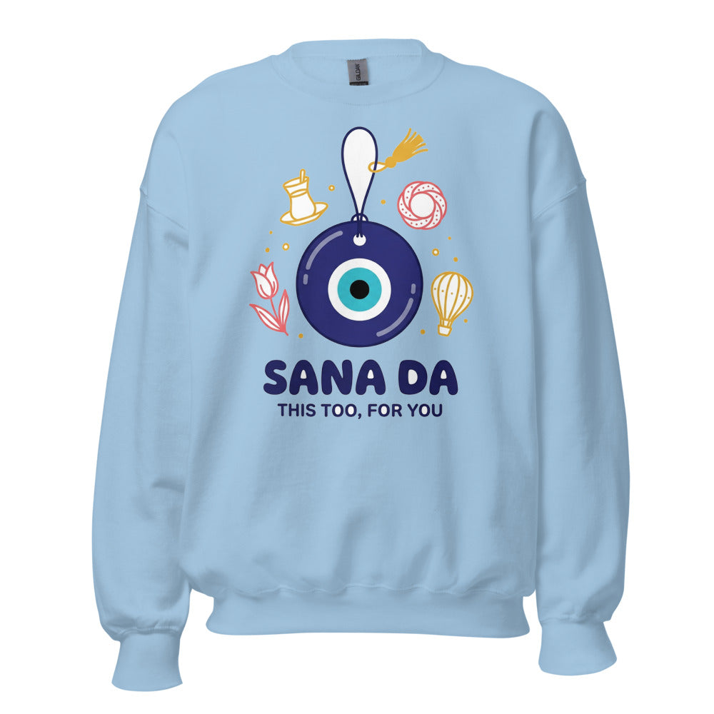 Sana Da Unisex Crewneck Sweatshirt, Roots & Talks - Light Blue