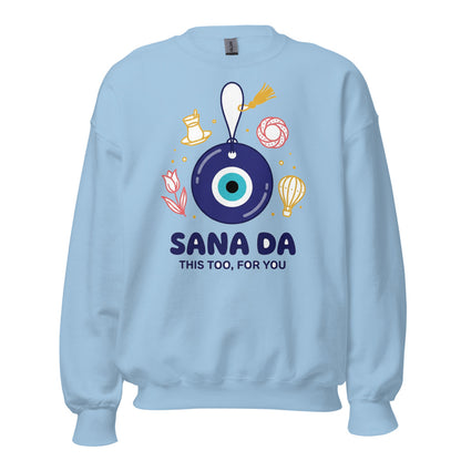Sana Da Unisex Crewneck Sweatshirt, Roots & Talks - Light Blue