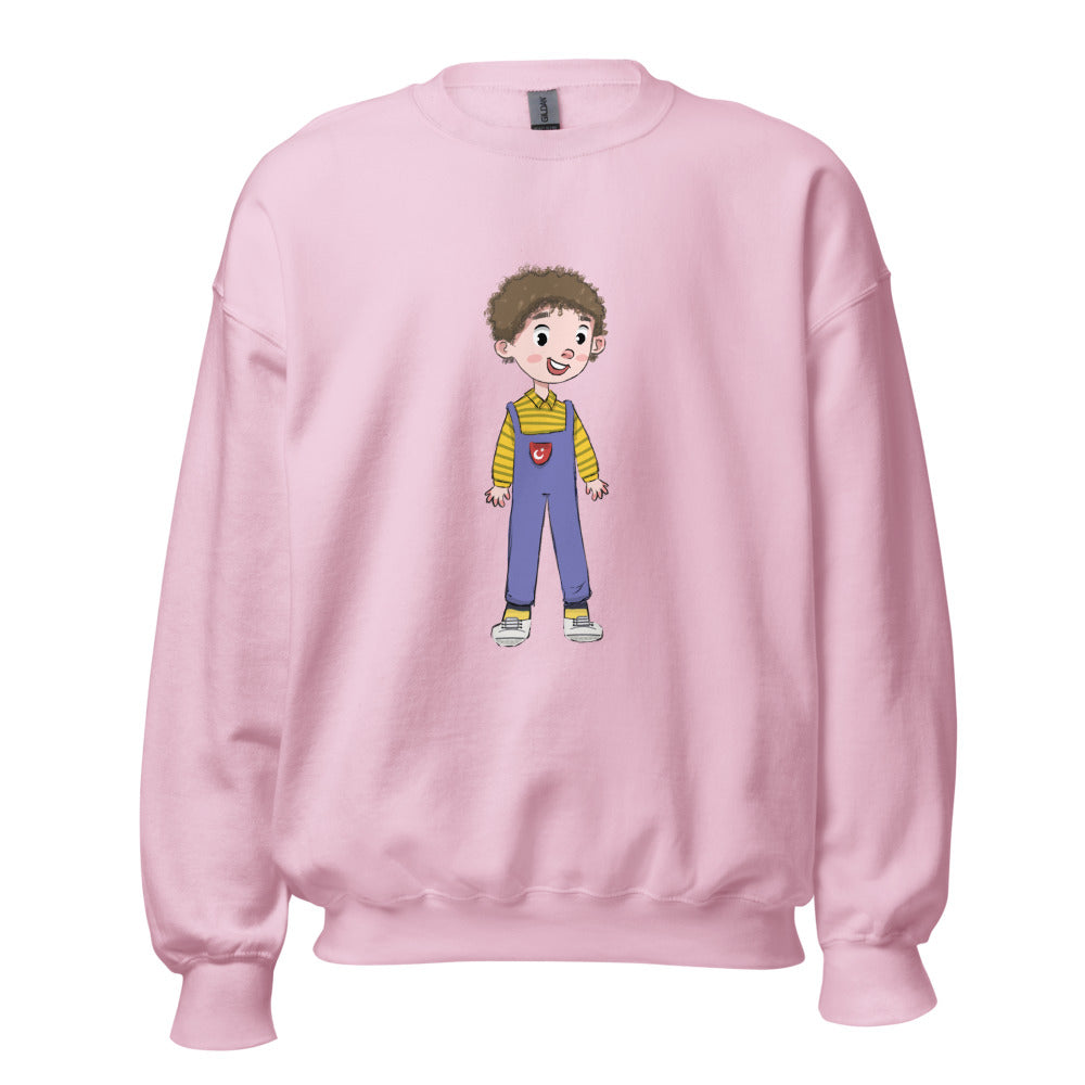 Ahmet Character Unisex Crewneck Sweatshirt, Roots & Talks - Light Pink