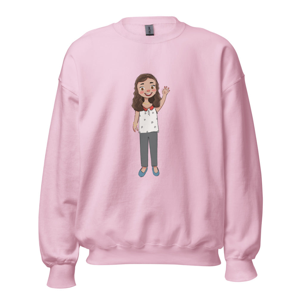 Defne Character Unisex Crewneck Sweatshirt, Roots & Talks - Light Pink
