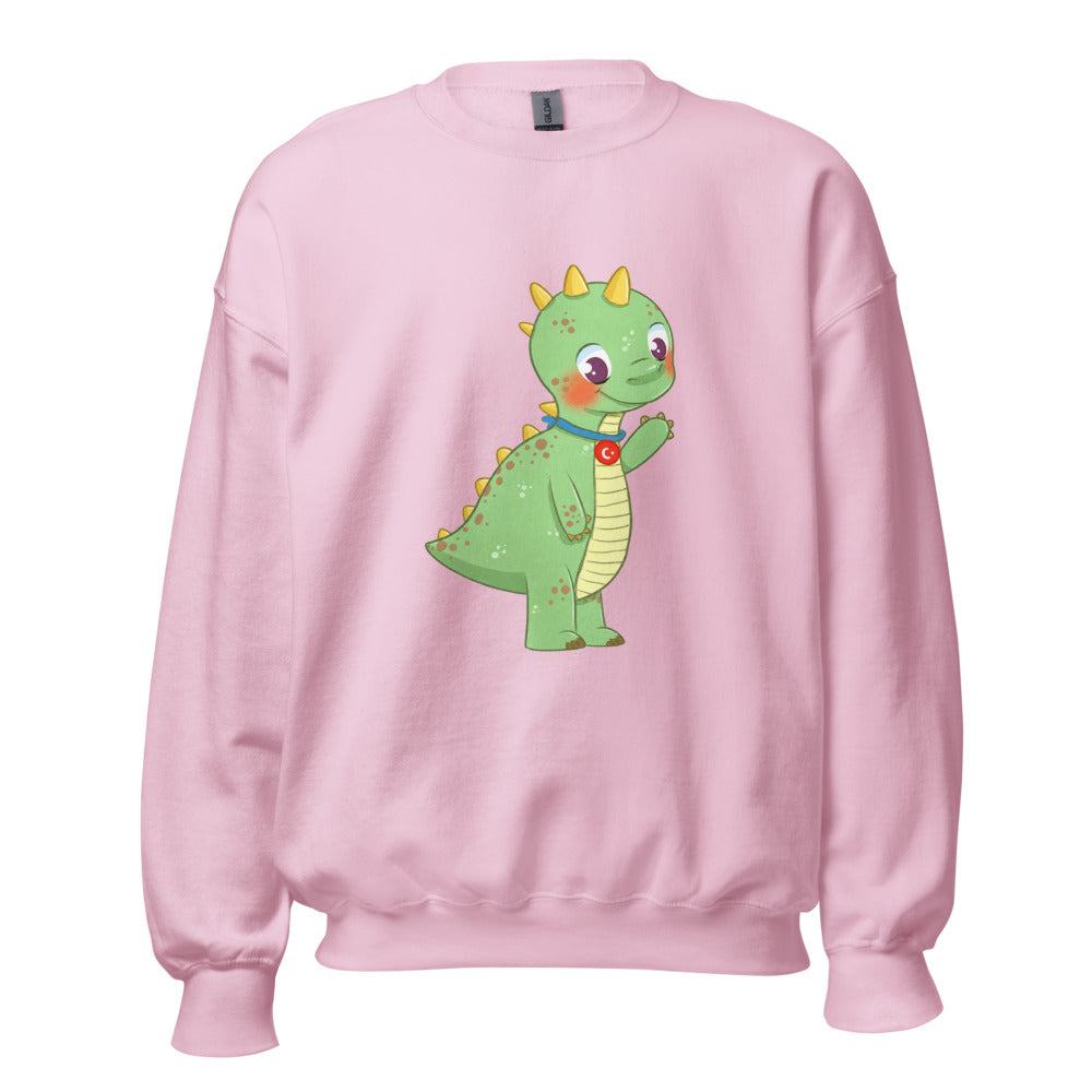 Dino Dinosaur Unisex Crewneck Sweatshirt, Roots & Talks - Light Pink