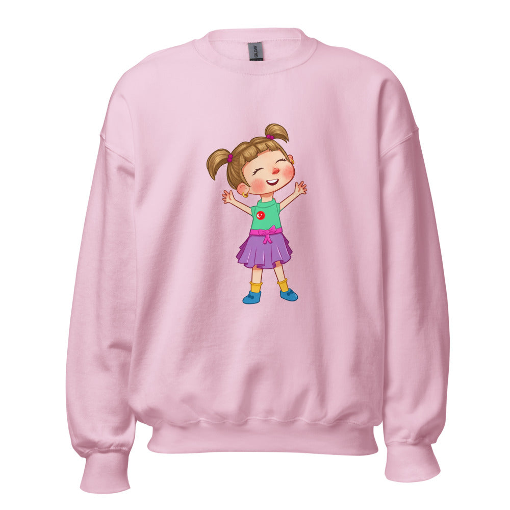 Ela Character Unisex Crewneck Sweatshirt, Roots & Talks - Light Pink