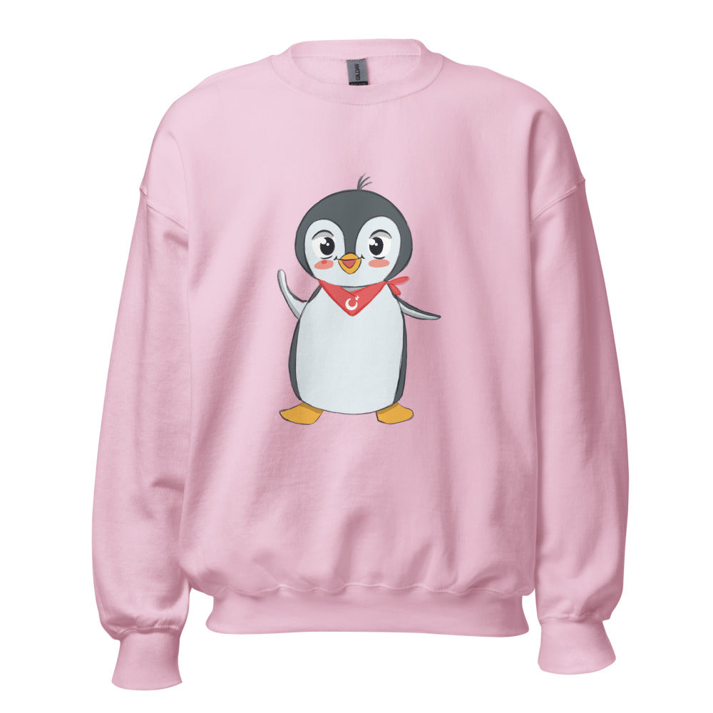 Pingucan Penguin Unisex Crewneck Sweatshirt, Roots & Talks - Light Pink