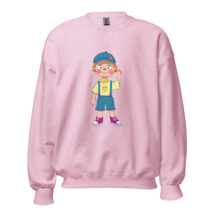 Giray Character Unisex Crewneck Sweatshirt, Roots & Talks - Light Pink
