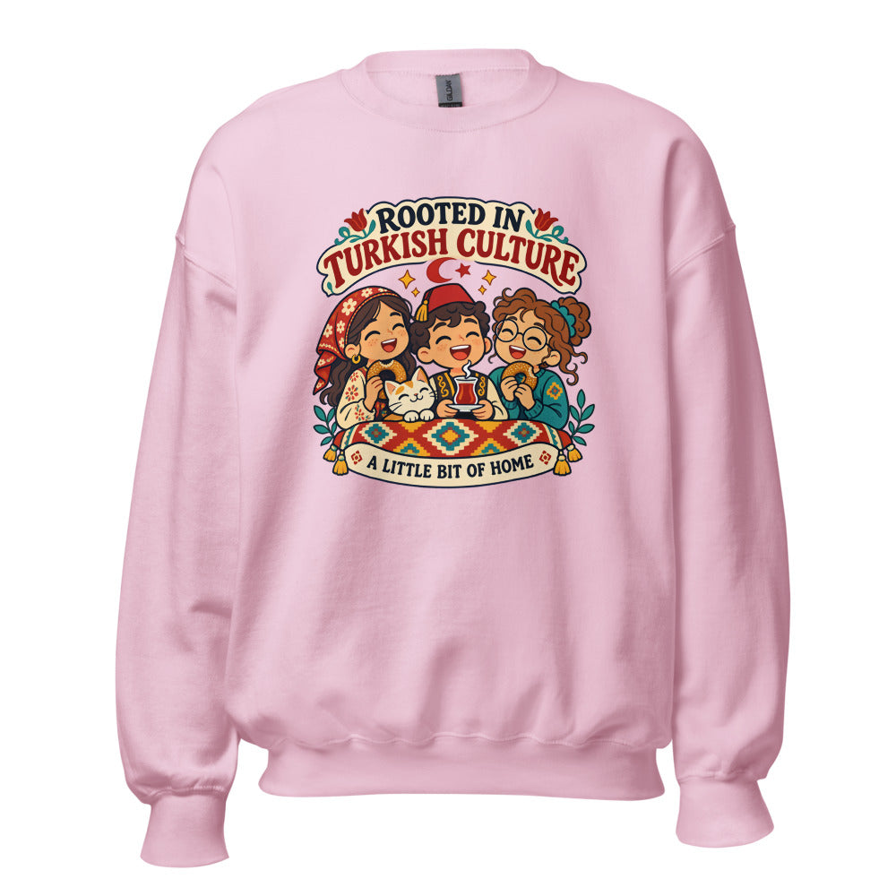 Rooted in Turkish Culture Unisex Crewneck Sweatshirt, Roots & Talks - Light Pink