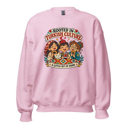 Rooted in Turkish Culture Unisex Crewneck Sweatshirt, Roots & Talks - Light Pink