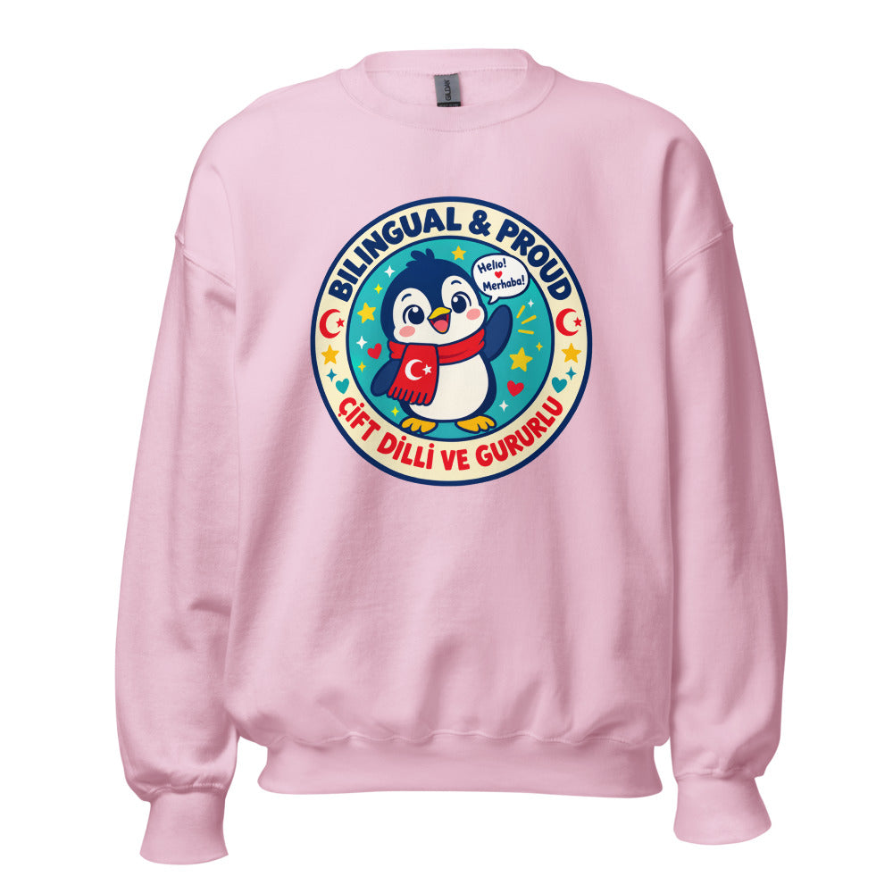Bilingual & Proud Unisex Crewneck Sweatshirt, Roots & Talks - Light Pink