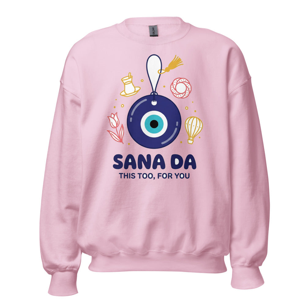 Sana Da Unisex Crewneck Sweatshirt, Roots & Talks - Light Pink