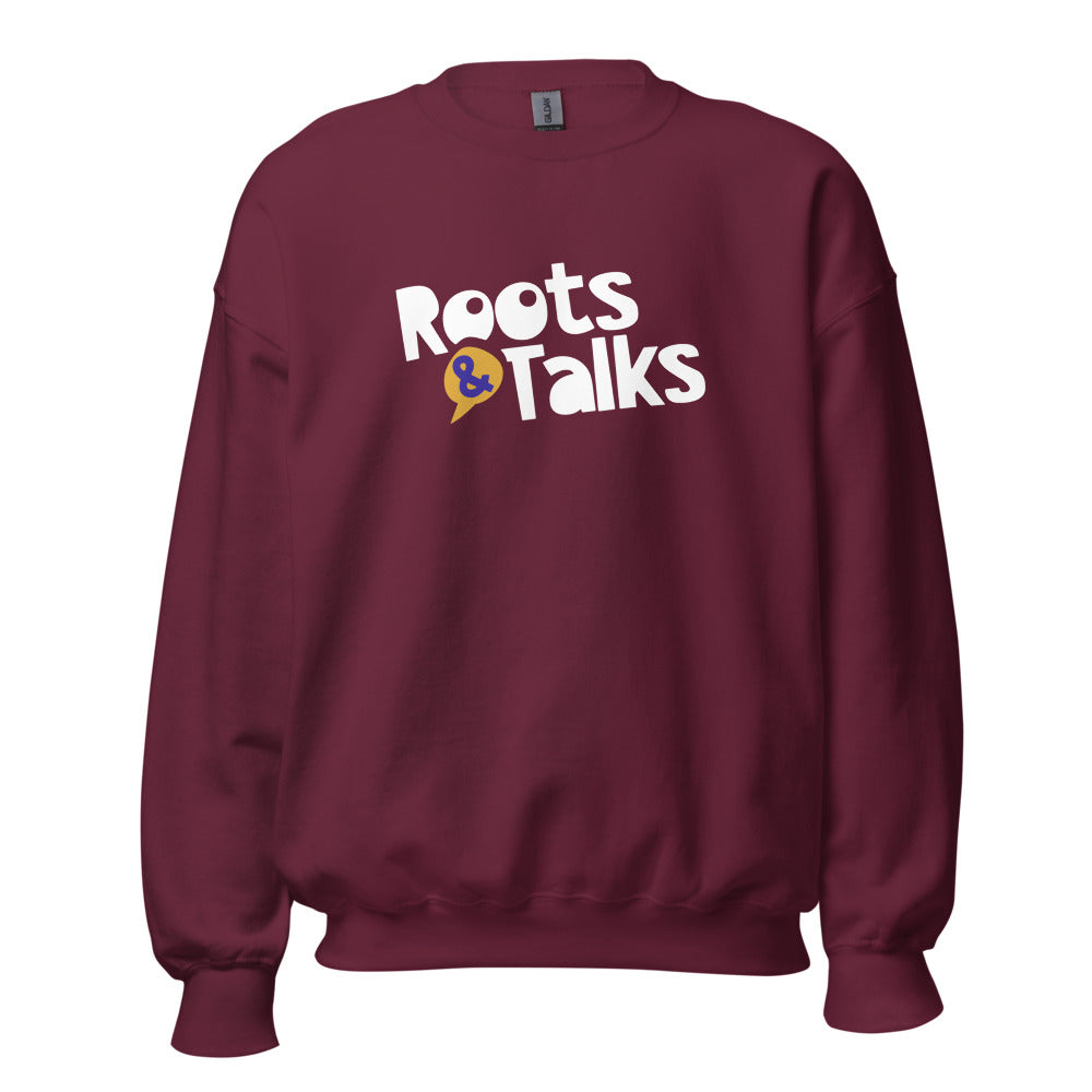 Roots & Talks Logo Unisex Crewneck Sweatshirt - Maroon