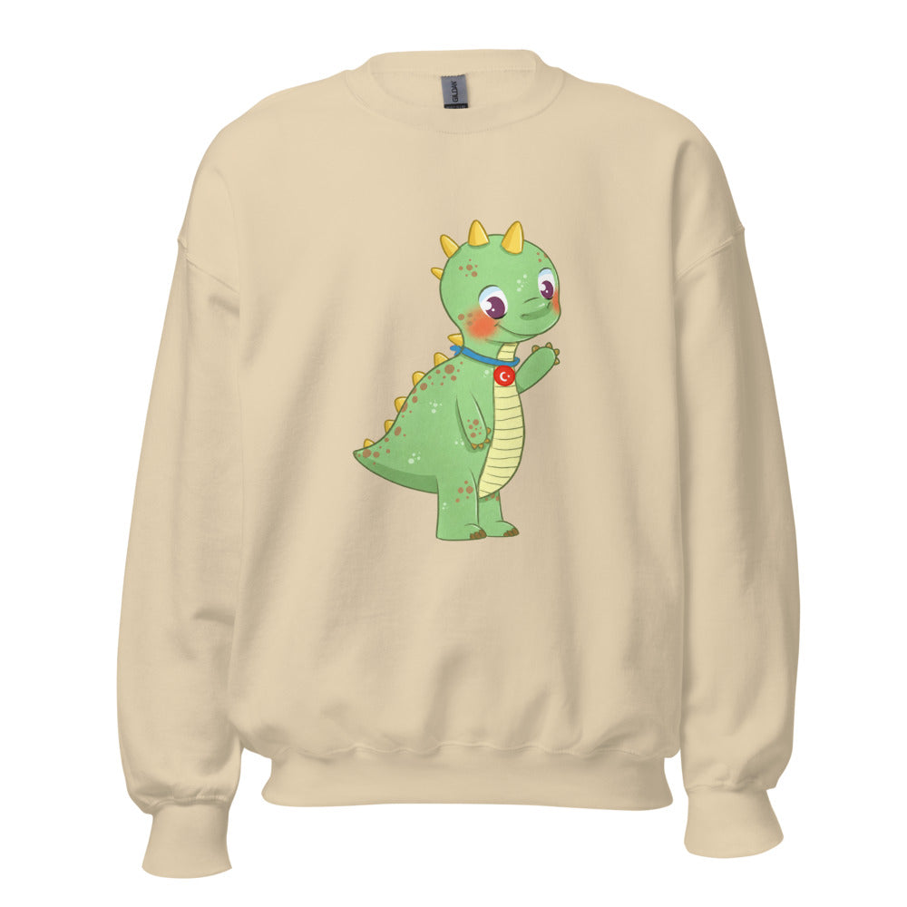 Dino Dinosaur Unisex Crewneck Sweatshirt, Roots & Talks - Sand