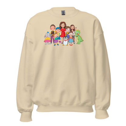 All the Characters Together Unisex Crewneck Sweatshirt, Roots & Talks - Sand