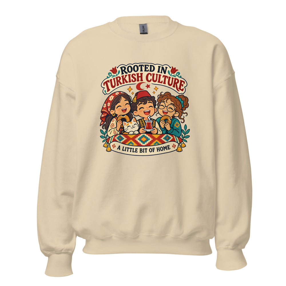 Rooted in Turkish Culture Unisex Crewneck Sweatshirt, Roots & Talks - Sand