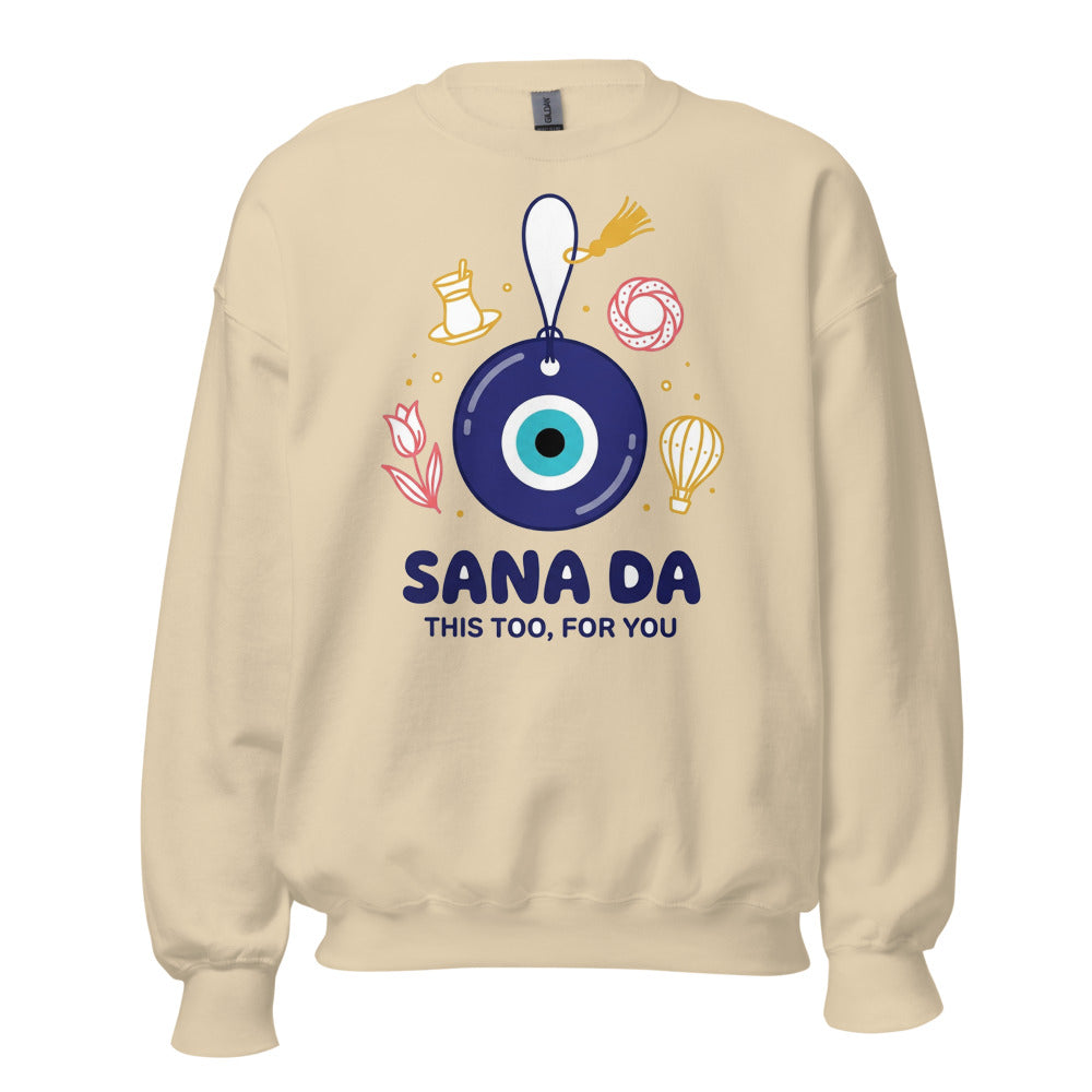 Sana Da Unisex Crewneck Sweatshirt, Roots & Talks - Sand