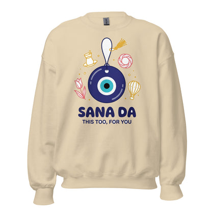 Sana Da Unisex Crewneck Sweatshirt, Roots & Talks - Sand