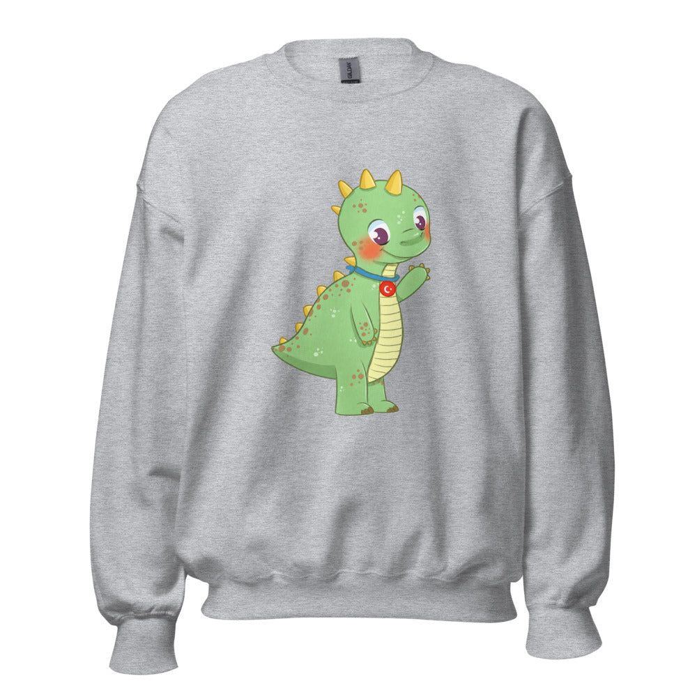 Dino Dinosaur Unisex Crewneck Sweatshirt, Roots & Talks - Sport Grey