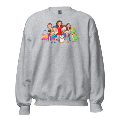 All the Characters Together Unisex Crewneck Sweatshirt, Roots & Talks - Sport Grey