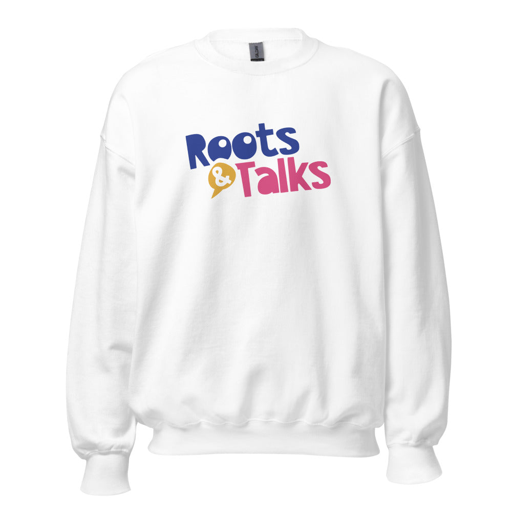 Roots & Talks Logo Unisex Crewneck Sweatshirt - White