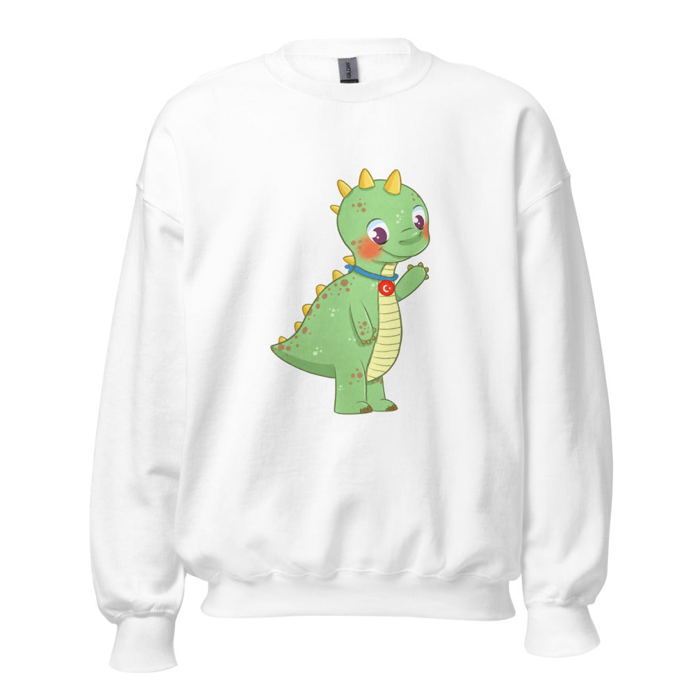 Dino Dinosaur Unisex Crewneck Sweatshirt, Roots & Talks - White