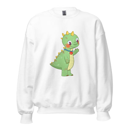 Dino Dinosaur Unisex Crewneck Sweatshirt, Roots & Talks - White