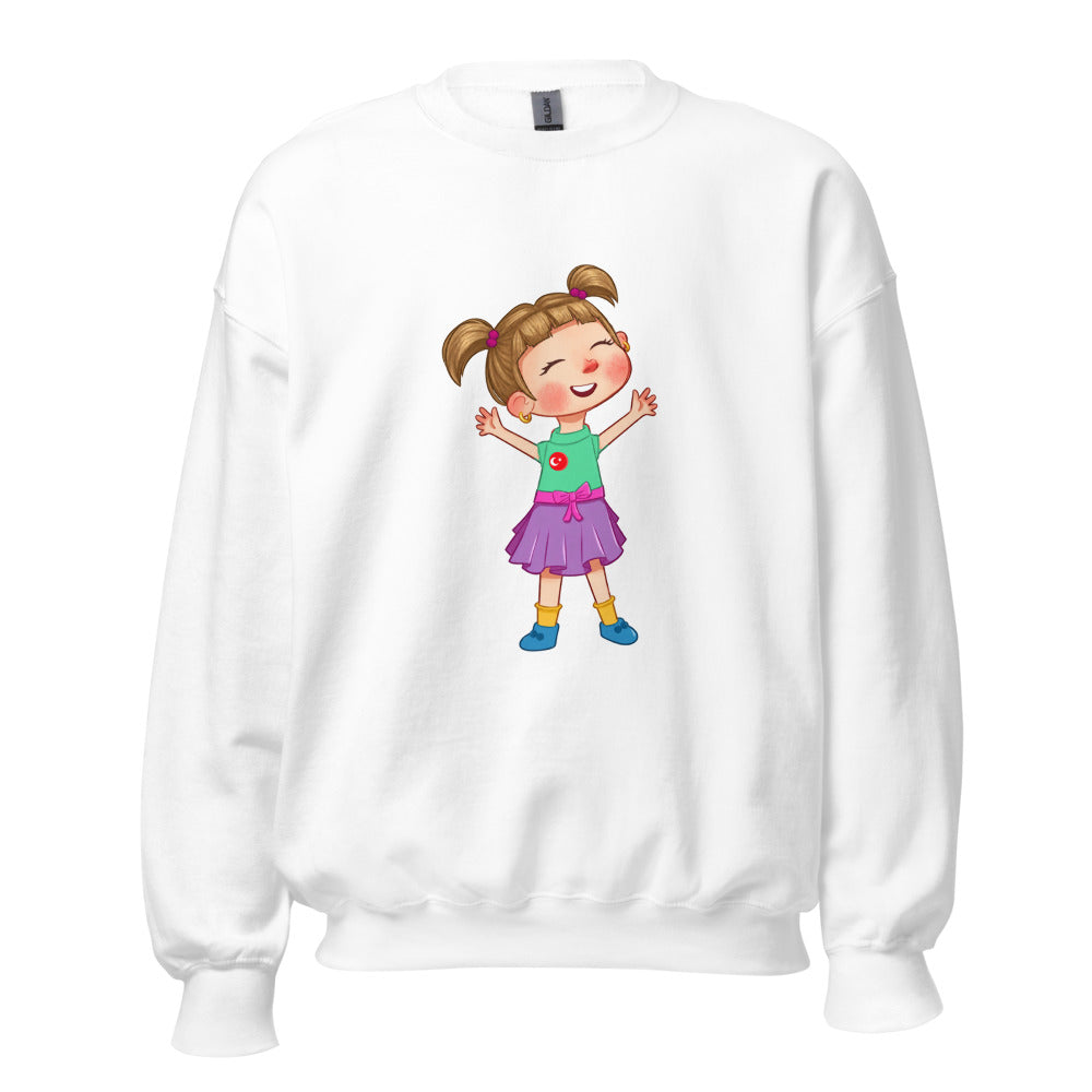 Ela Character Unisex Crewneck Sweatshirt, Roots & Talks - White