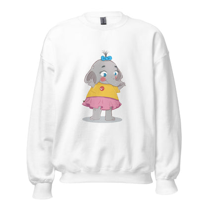 Filiz Elephant Unisex Crewneck Sweatshirt, Roots & Talks - White