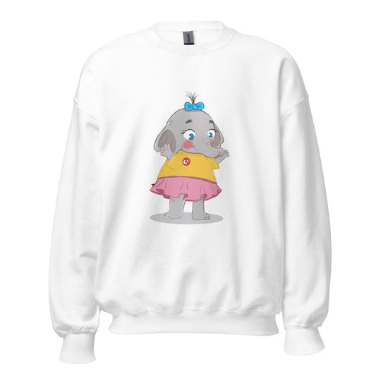 Filiz Elephant Unisex Crewneck Sweatshirt, Roots & Talks - White