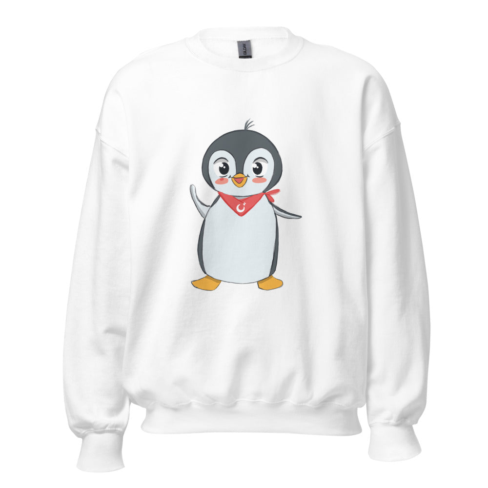 Pingucan Penguin Unisex Crewneck Sweatshirt, Roots & Talks - White