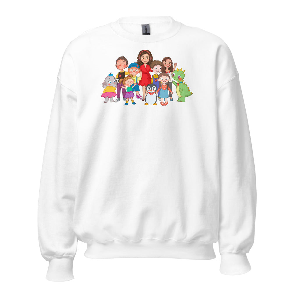 All the Characters Together Unisex Crewneck Sweatshirt, Roots & Talks - White