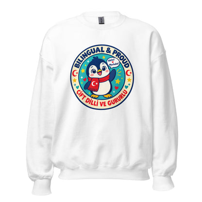 Bilingual & Proud Unisex Crewneck Sweatshirt, Roots & Talks - White
