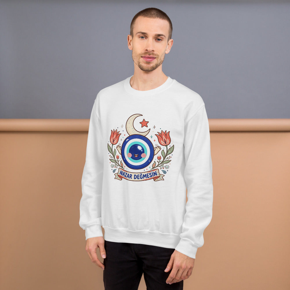 Nazar Değmesin Unisex Crewneck Sweatshirt, Roots & Talks - lifestyle photo 1