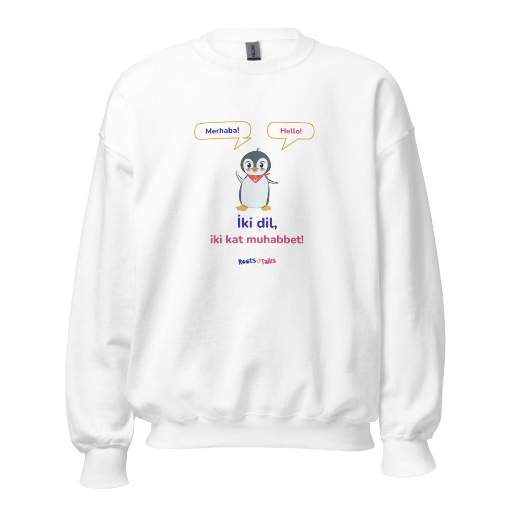İki Dil, İki Kat Muhabbet Unisex Crewneck Sweatshirt, Roots & Talks - White