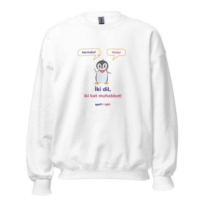 İki Dil, İki Kat Muhabbet Unisex Crewneck Sweatshirt, Roots & Talks - White