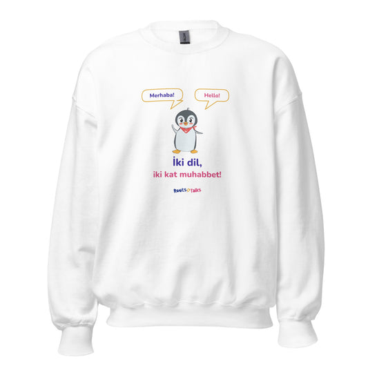 İki Dil, İki Kat Muhabbet Unisex Crewneck Sweatshirt, Roots & Talks - White
