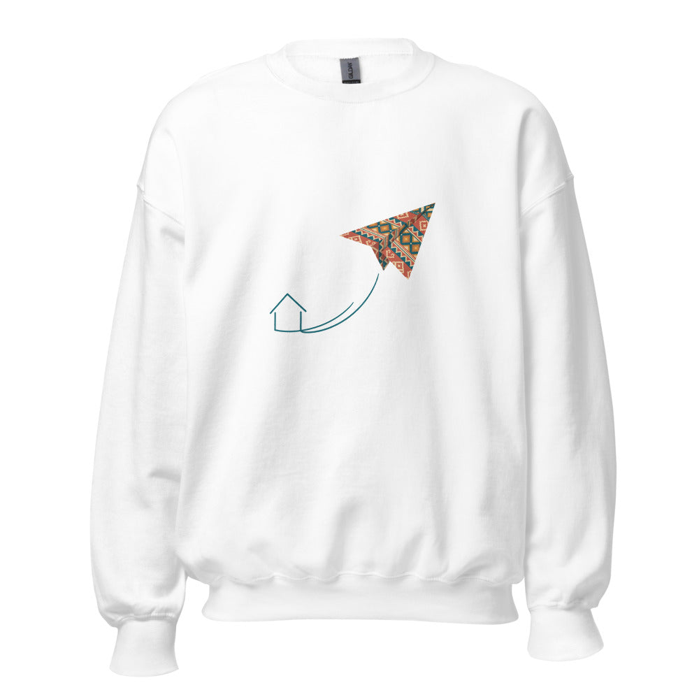 Kilim Flight Unisex Crewneck Sweatshirt, Roots & Talks - White